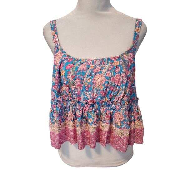 NEW Anthropologie | Plenty by Tracey Reese Pink Meadow Peplum Floral Tank - Picture 2 of 13